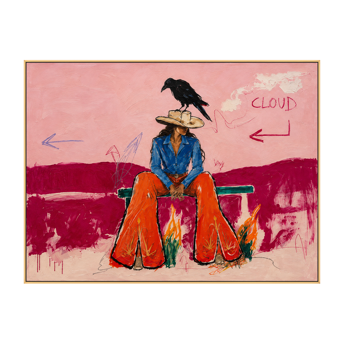 Raven Interlude artwork in a gold frame on a transparent background.