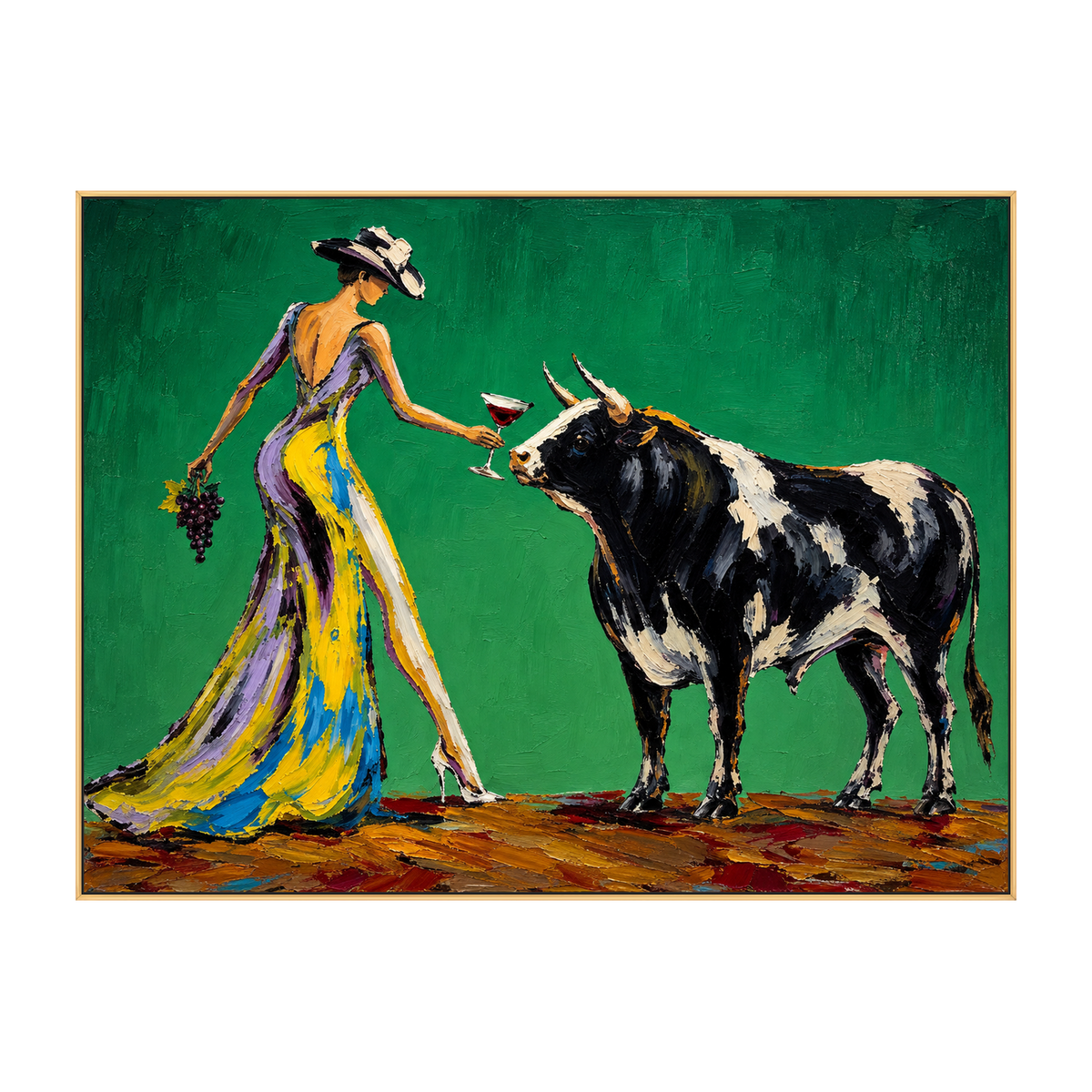 Verdant Toast artwork in a gold frame on a transparent background.