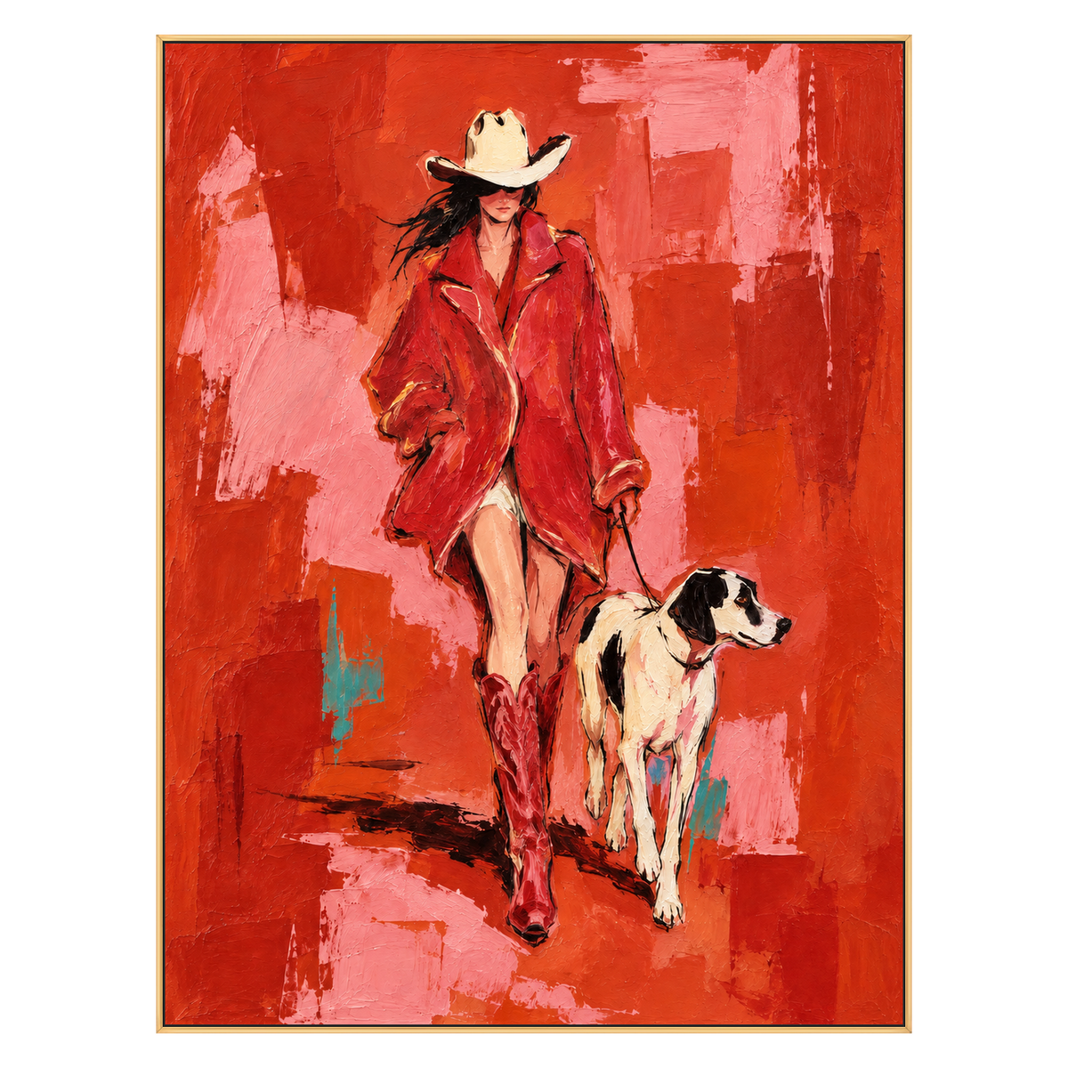 Vermilion Walk artwork in a gold frame on a transparent background.