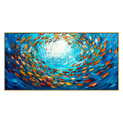 Azure Shoal artwork in a gold frame on a transparent background.