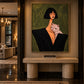 Noir Familiar artwork displayed above a pale console between doorways.