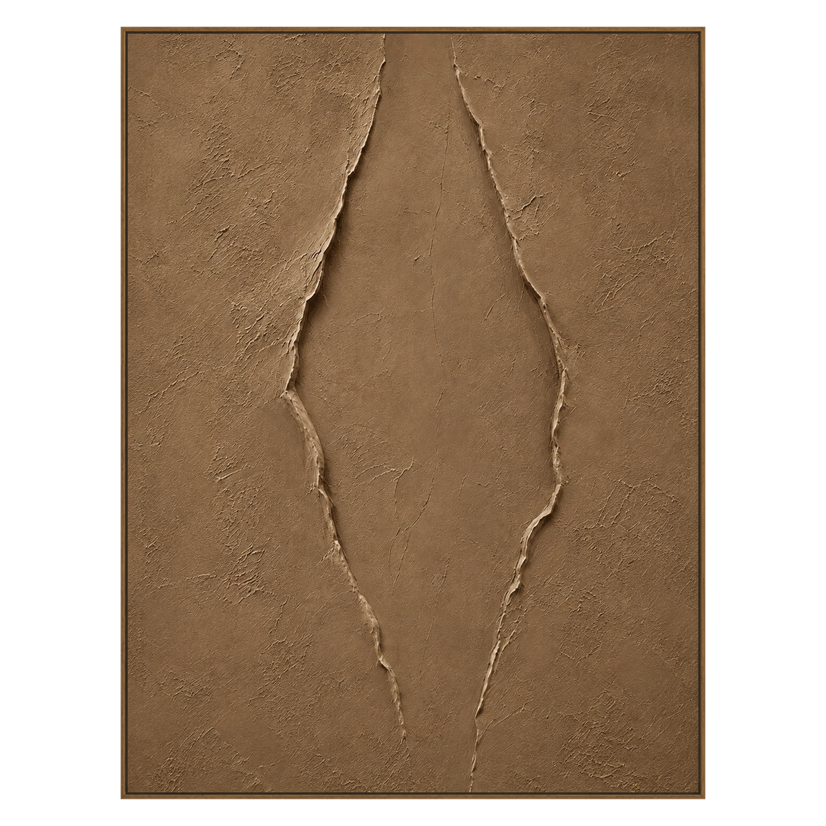 Earthen Fissure artwork in a natural wood frame on a transparent background.
