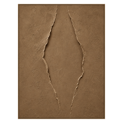 Earthen Fissure artwork in a natural wood frame on a transparent background.