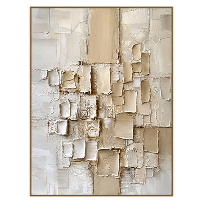 Ivory Strata artwork in a natural wood frame on a transparent background.