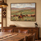 Pasture Watch artwork displayed above a sideboard beside a wooden dining table.