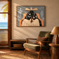 Cactus Siesta artwork displayed above a lounge chair beside wooden shutters.
