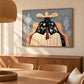 Cactus Siesta artwork displayed above a sideboard beside a dining table.