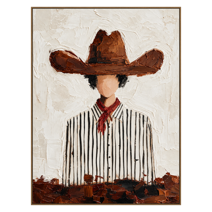 Russet Brim artwork in a natural wood frame on a transparent background.