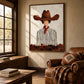 Russet Brim artwork displayed beside a sunlit window and leather seating.