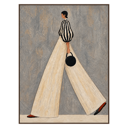 Ivory Stride artwork in a dark wood frame on a transparent background.