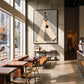 Ivory Stride artwork displayed above a console in a sunlit contemporary interior.