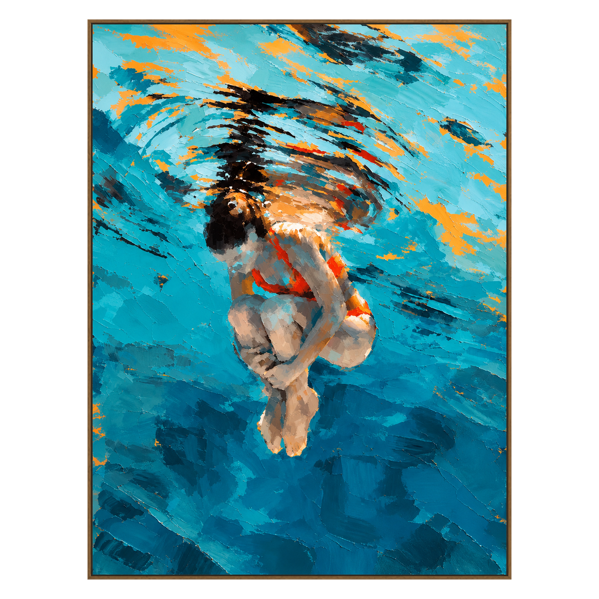 Azure Immersion artwork in a natural wood frame on a transparent background.
