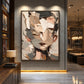 Fragmented Visage artwork displayed in a softly lit contemporary entryway.