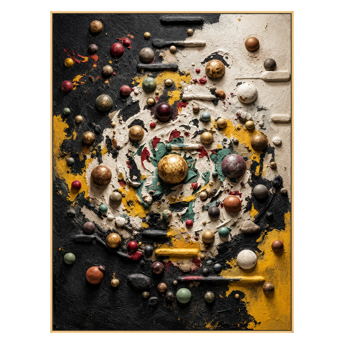 Orbital Reverie artwork in a gold frame on a transparent background.