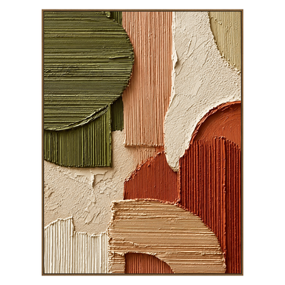 Terracotta Contours artwork in a natural wood frame on a transparent background.