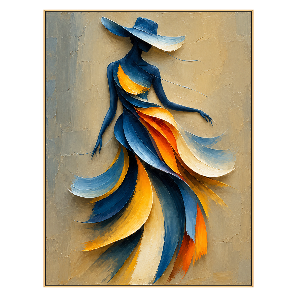 Saffron Sway artwork in a gold frame on a transparent background.