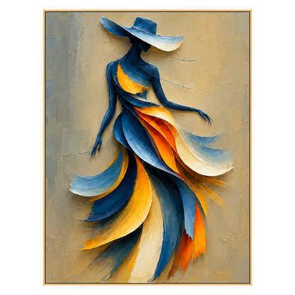 Saffron Sway artwork in a gold frame on a transparent background.