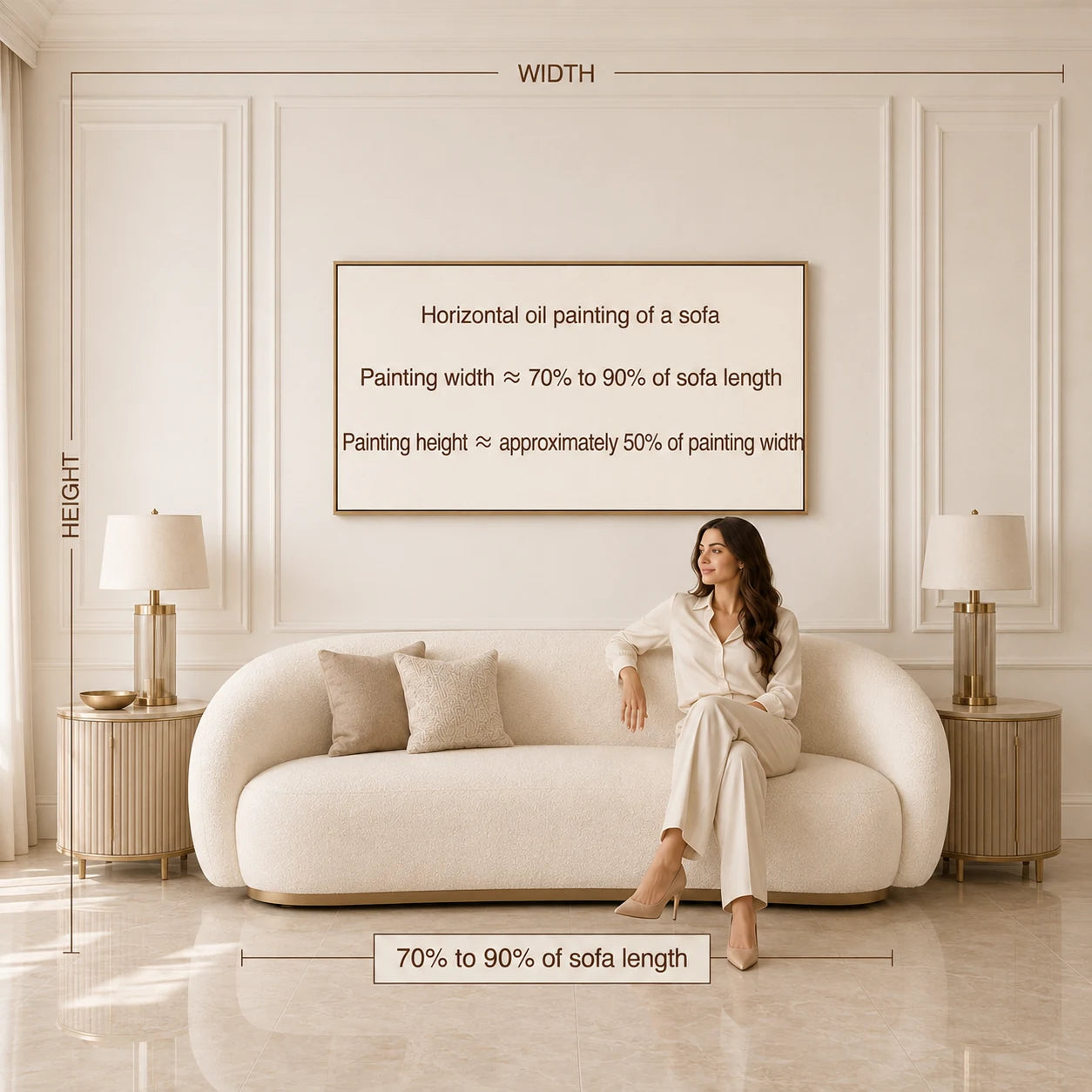 Artwork size examples above a sofa, example 2