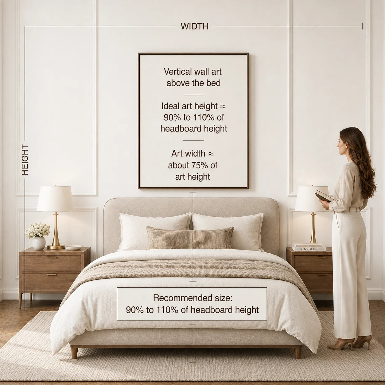 Artwork size examples above a bed, example 3
