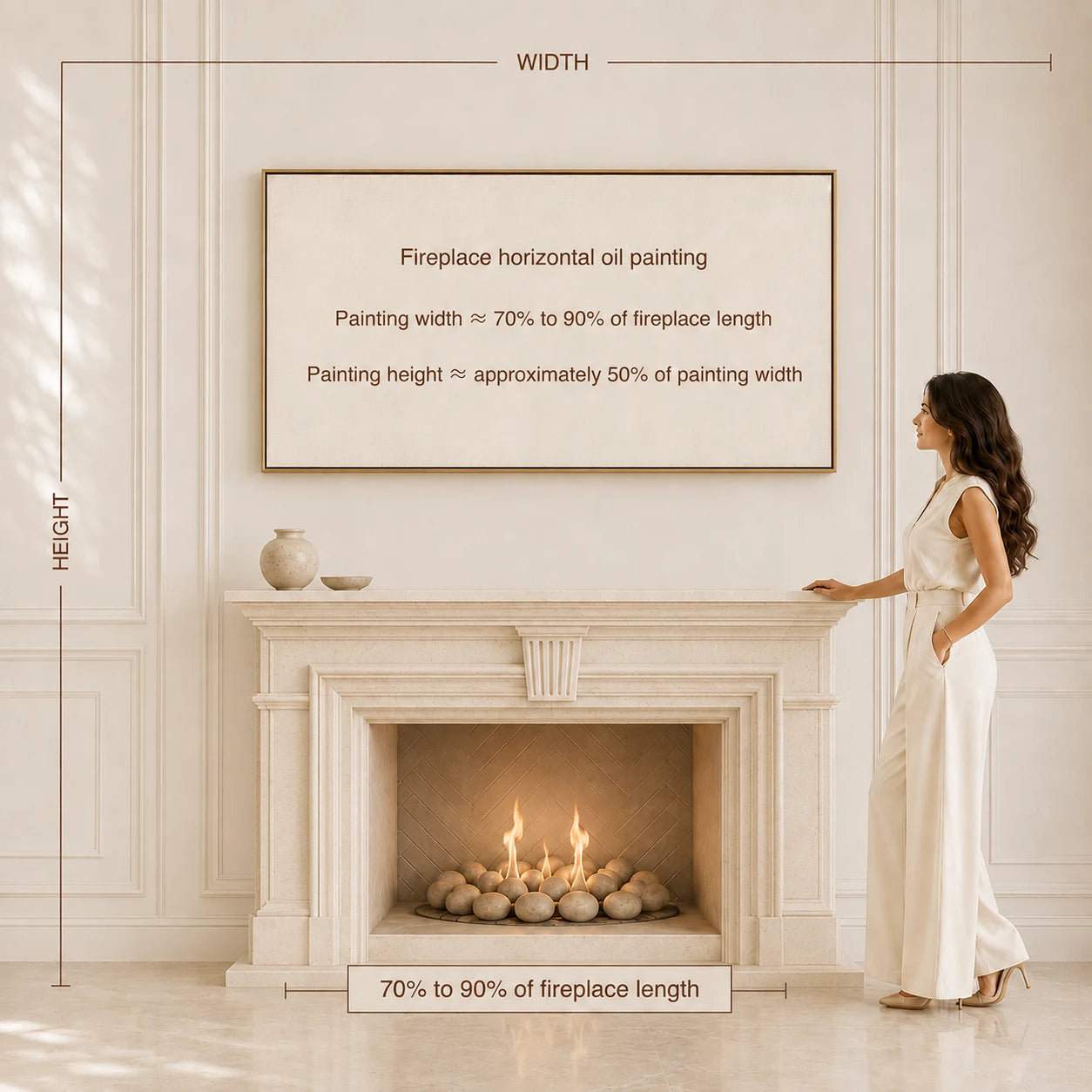Artwork size examples above a fireplace, example 2